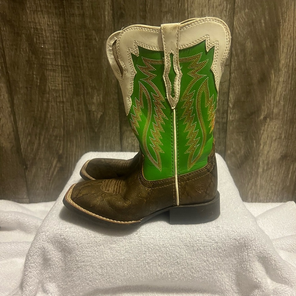 Ariat Kids Western Cowboy Boots - Green and Brown 9.5